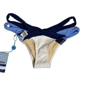 Les Canebiers NWT Blue White Colorblock Bikini Bottom FR 38 US 6 Luxe St Tropez